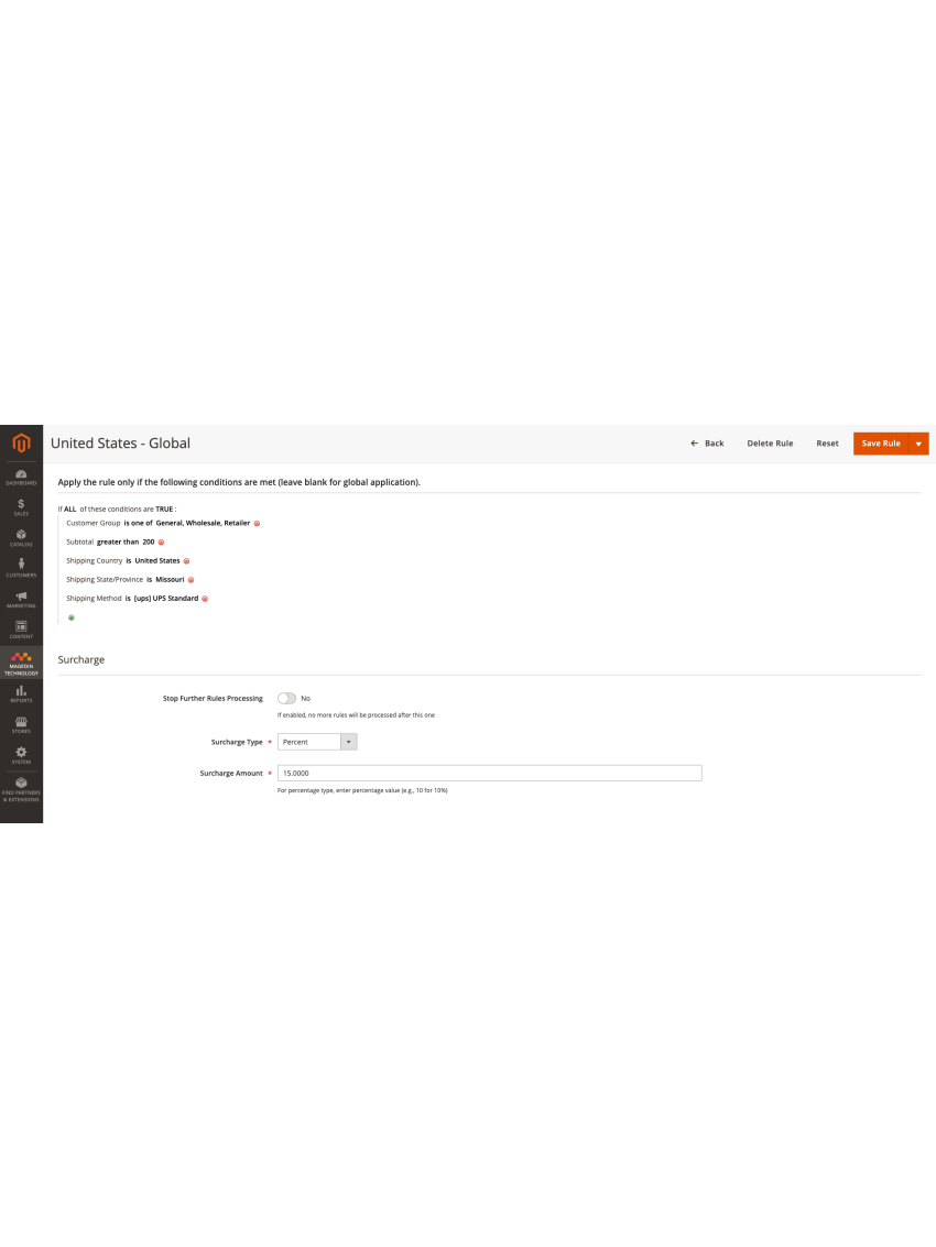 Advanced Surcharge/Extra Fee Rule for Magento 2